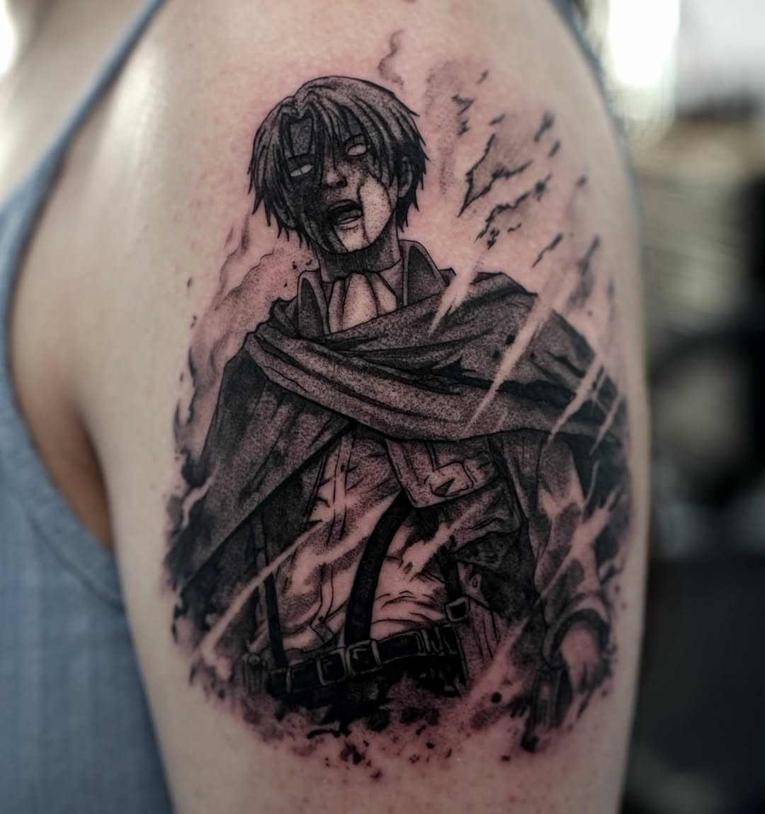 Tattoo by @cante_ink_ — anime, dotwork