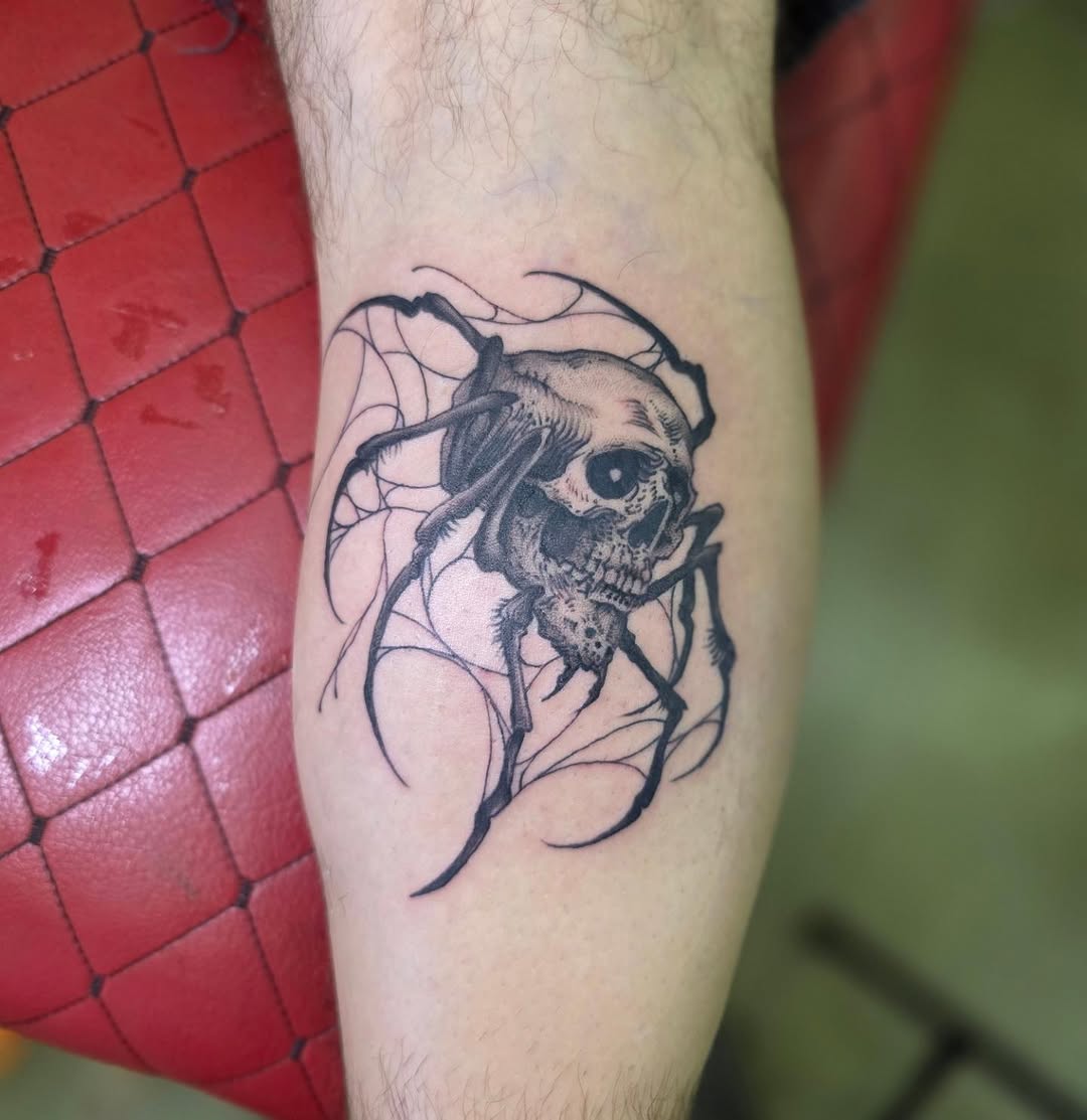 Tattoo by @noposfucktattoos โ dark_realism, black_and_grey