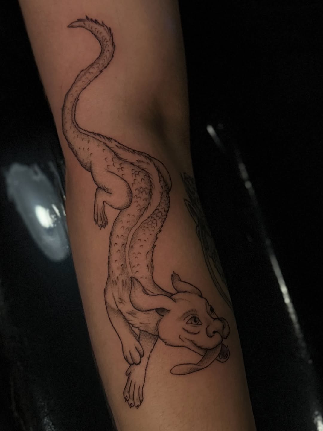 Tattoo by @tinarosetattoos — illustrative, black_and_grey
