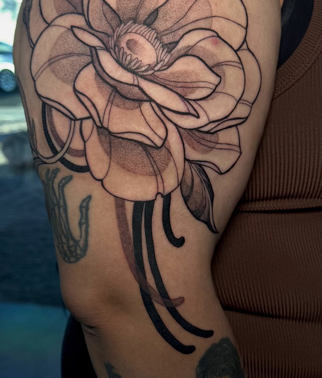 Tattoo by @livingsticker — dotwork, black_and_grey