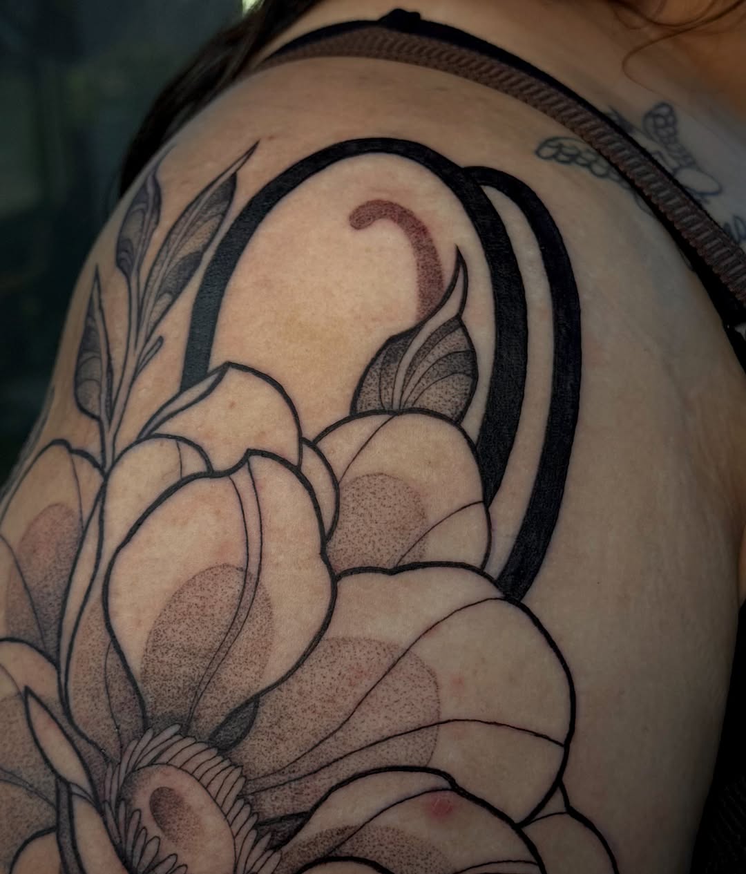 Tattoo by @livingsticker — black_and_grey, dotwork