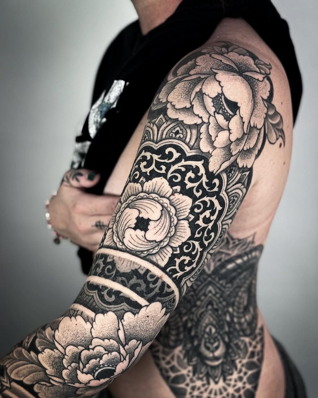 Tattoo by @ariesrhysing — japanese_irezumi, black_and_grey