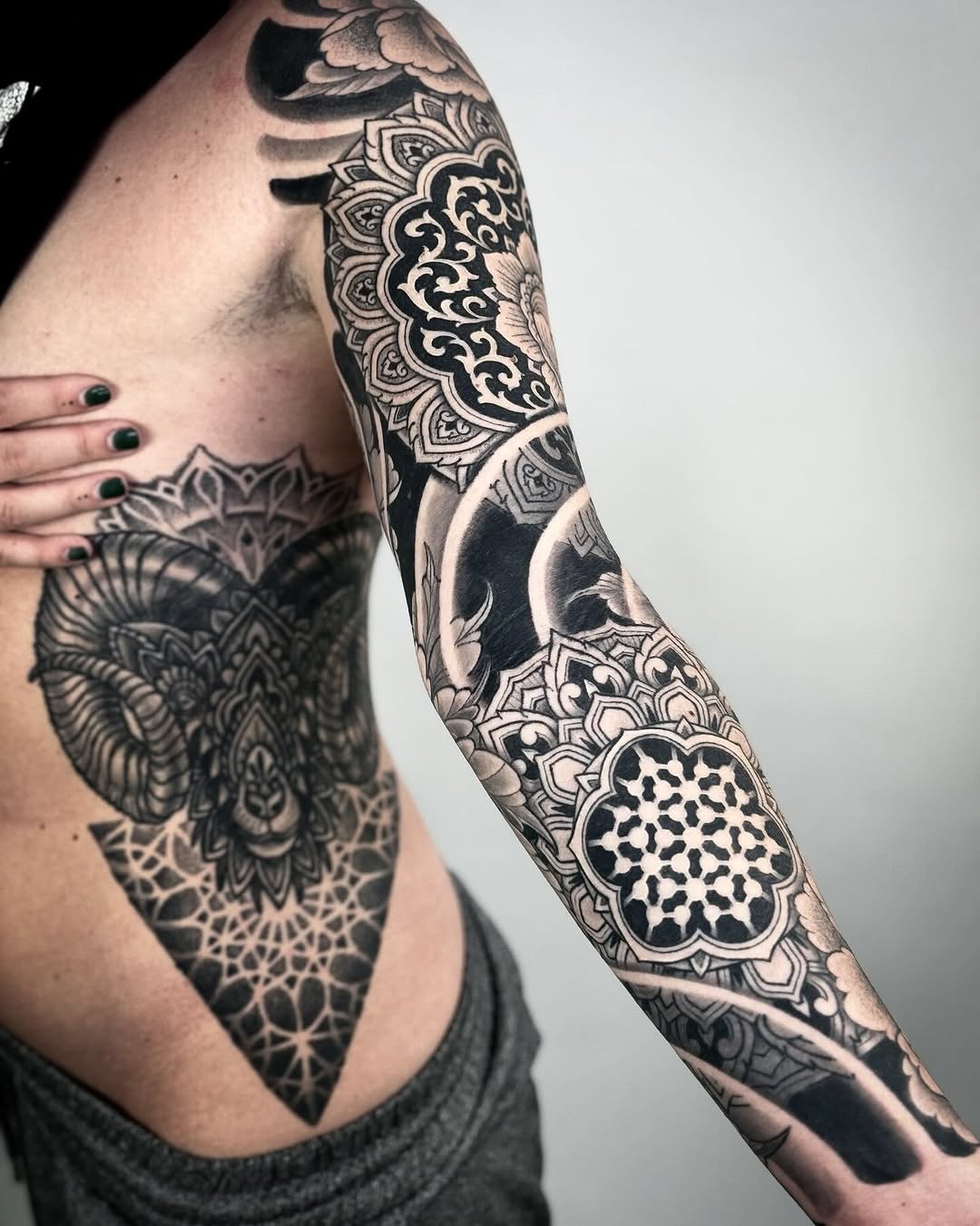 Tattoo by @ariesrhysing — black_and_grey, ornamental