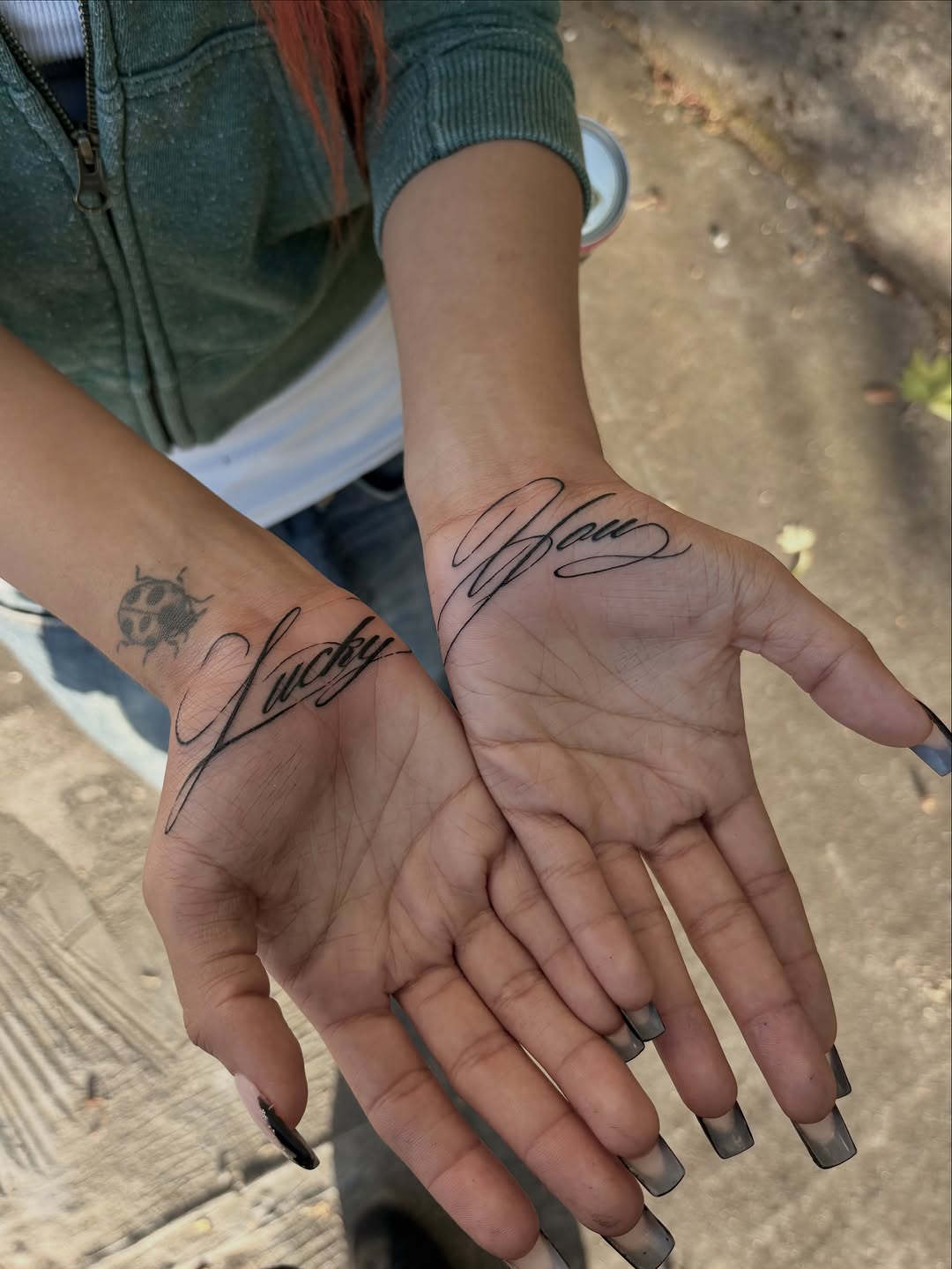 Tattoo by @scratchedupp โ lettering_script, fine_line