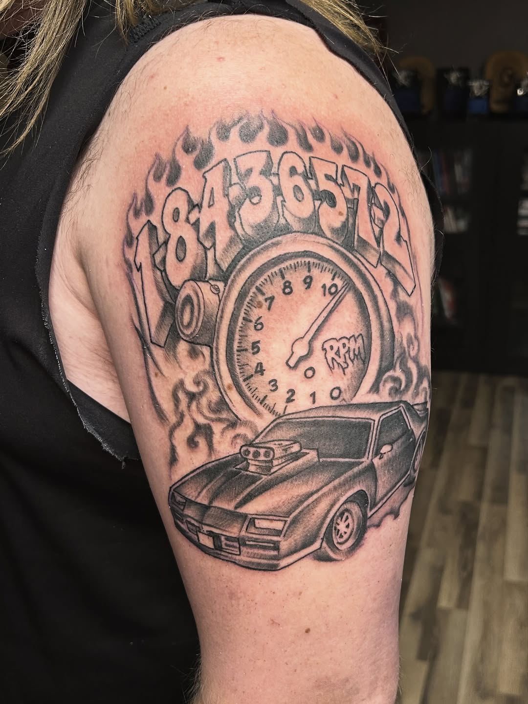 Tattoo by @thedanschuster — black_and_grey