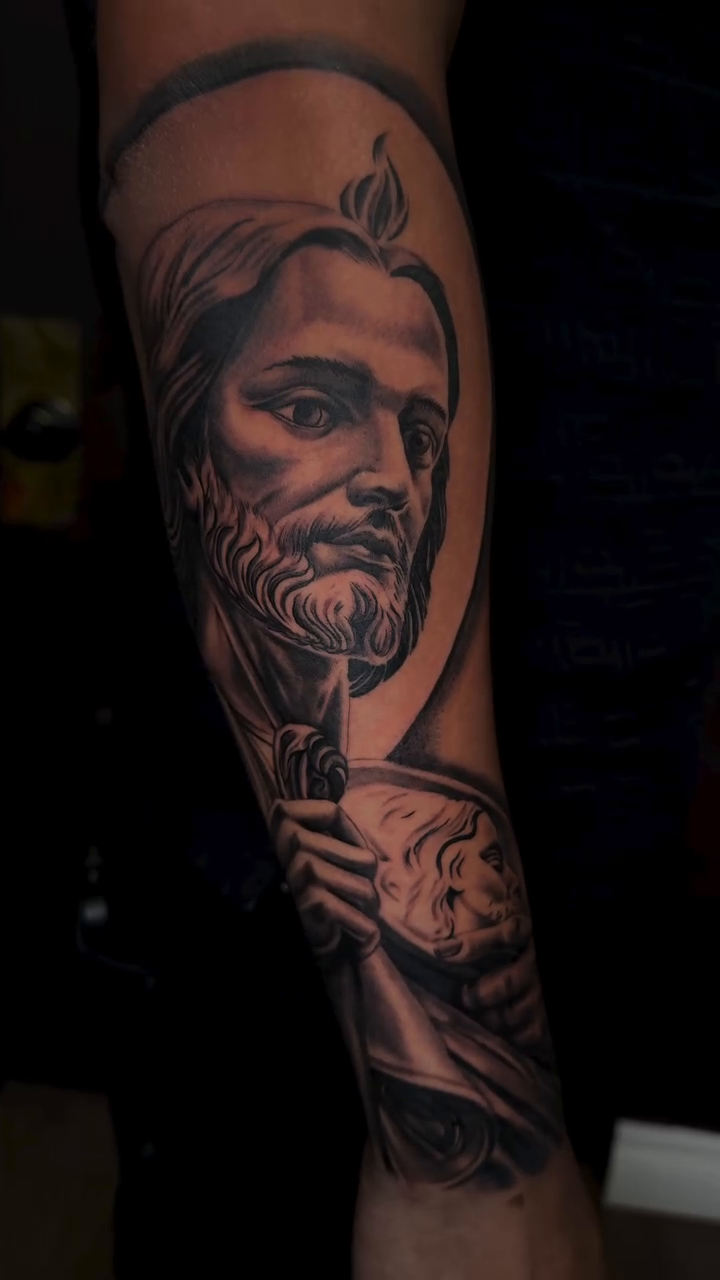 Tattoo by @tats.by.morb โ realism, black_and_grey