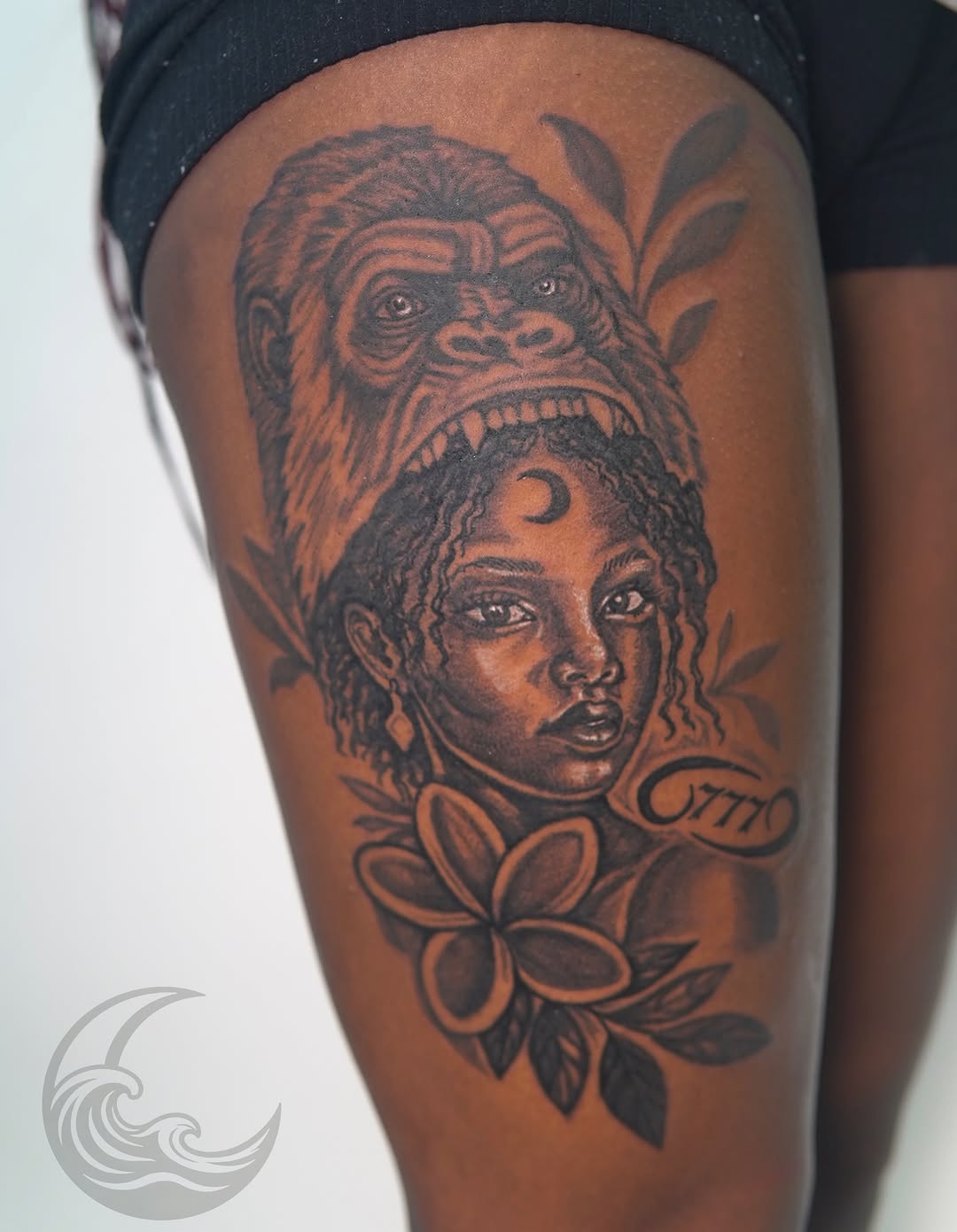 Tattoo by @custard1992tattoos — realism, black_and_grey