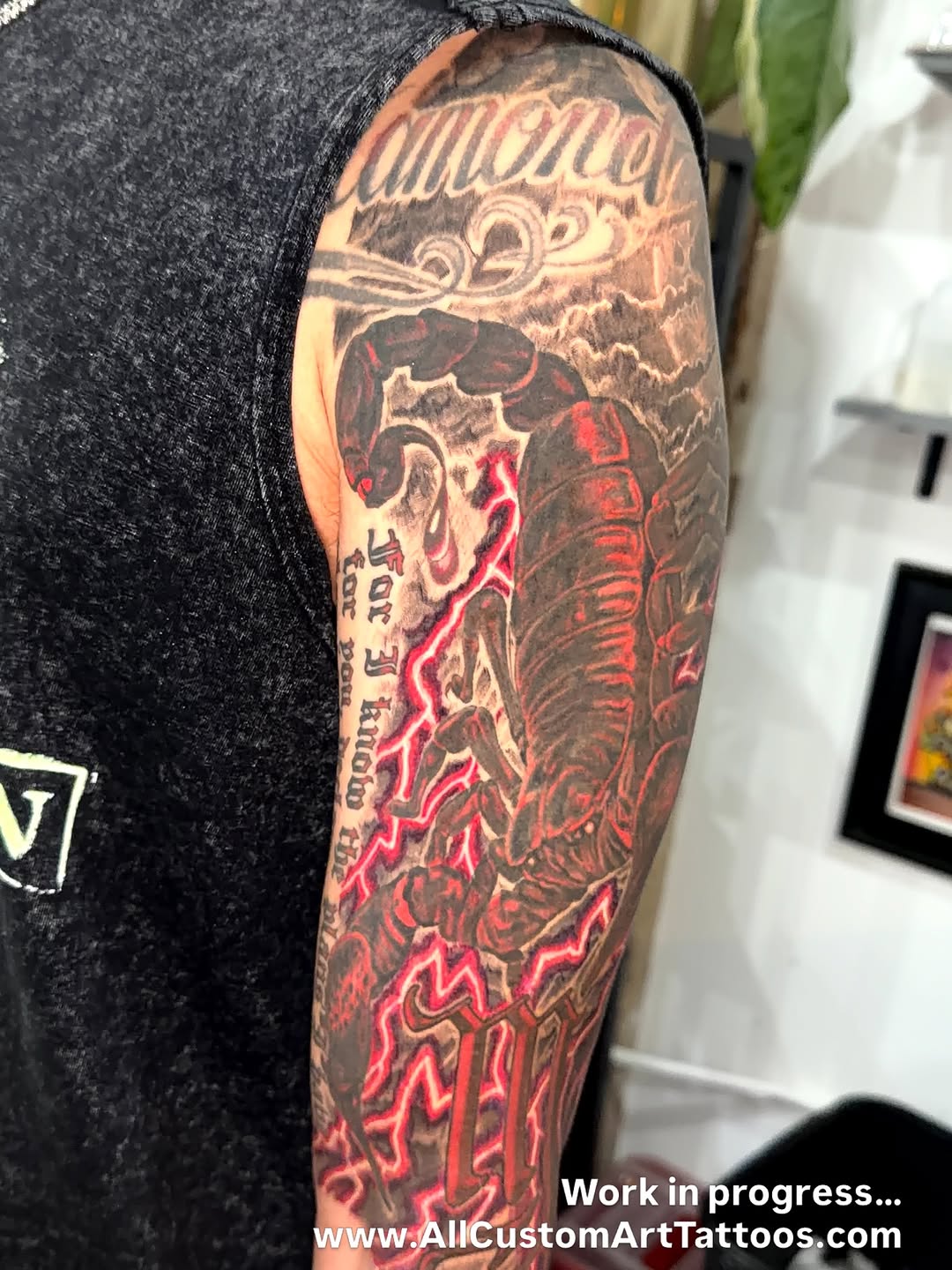 Tattoo by @tattooartistrafael — dark_realism, lettering_script