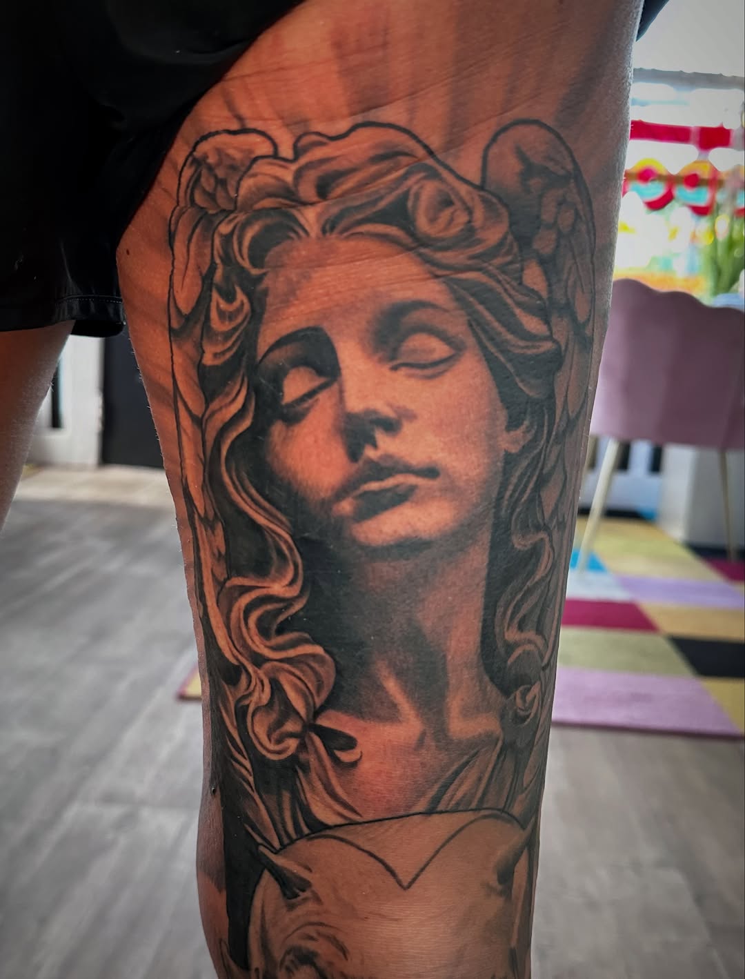 Tattoo by @dirtyletters937 — realism, black_and_grey