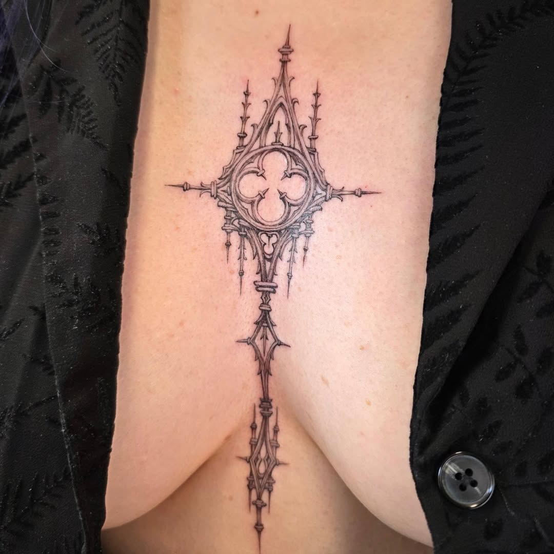 Tattoo by @asparagusnightmare — black_and_grey, ornamental