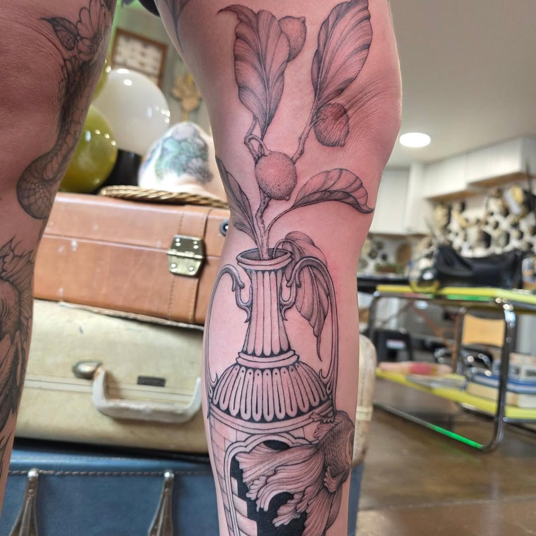 Tattoo by @asparagusnightmare — black_and_grey, realism