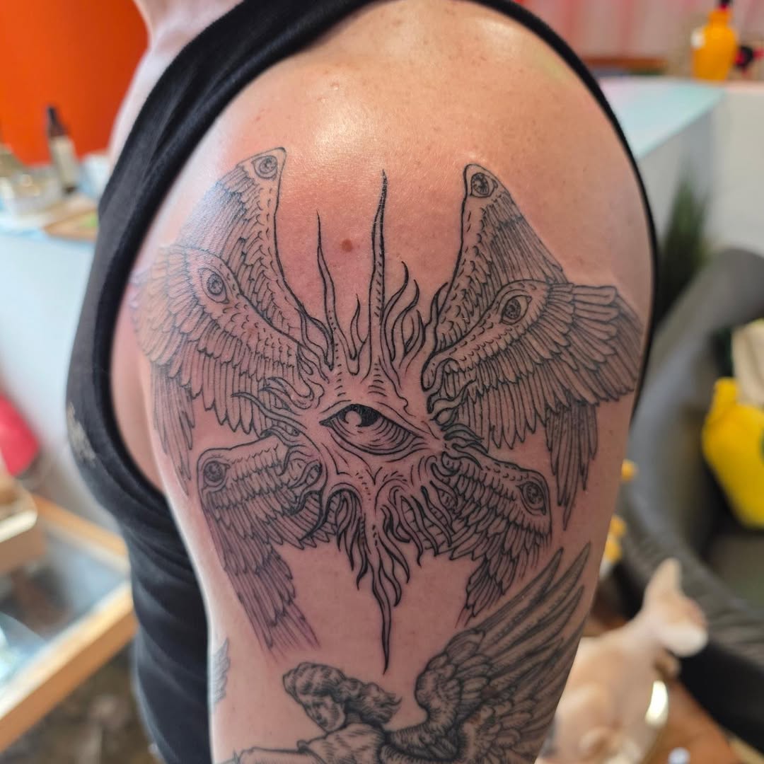 Tattoo by @asparagusnightmare — black_and_grey, dark_realism