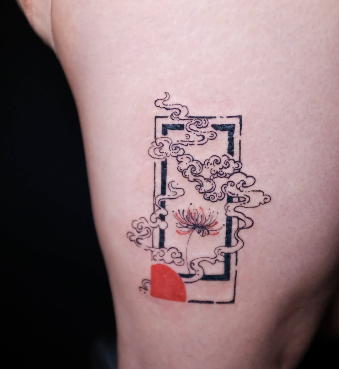 Tattoo by @eyu.tats โ fine_line, japanese_irezumi