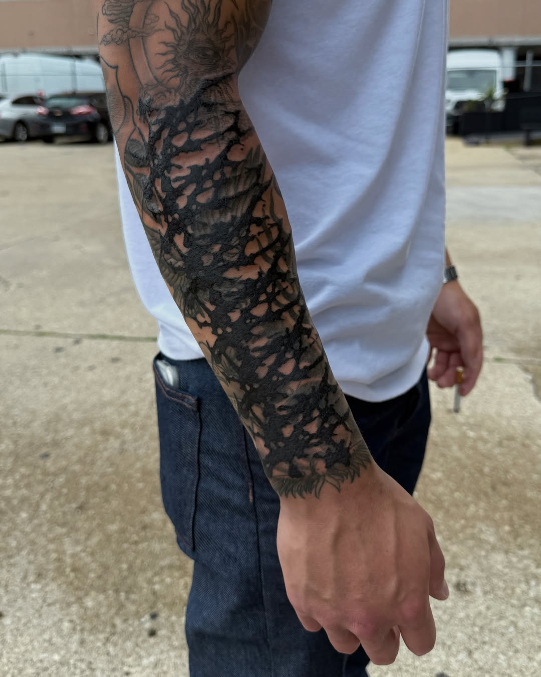 Tattoo by @miserymilkshake — blackwork, illustrative