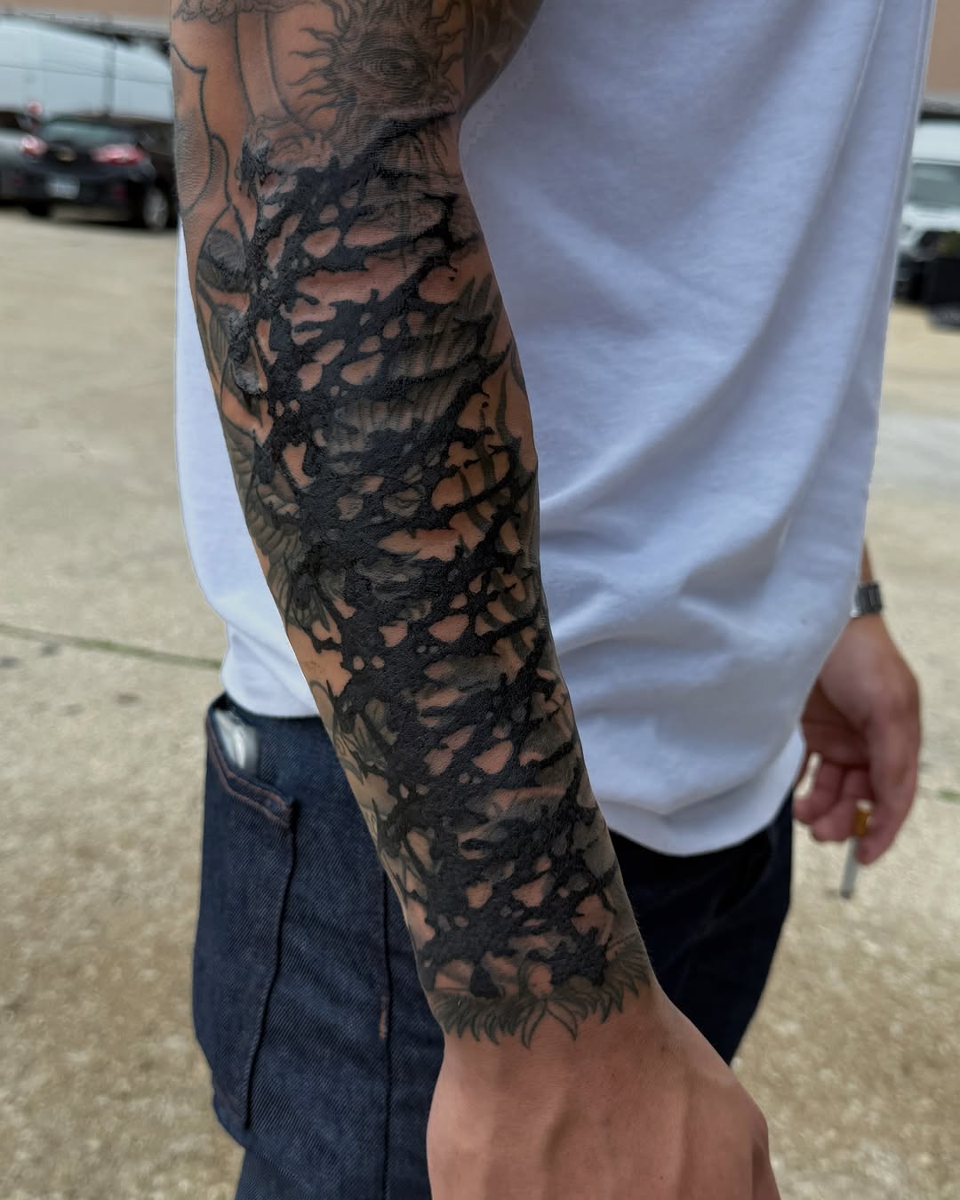 Tattoo by @miserymilkshake — blackwork, illustrative