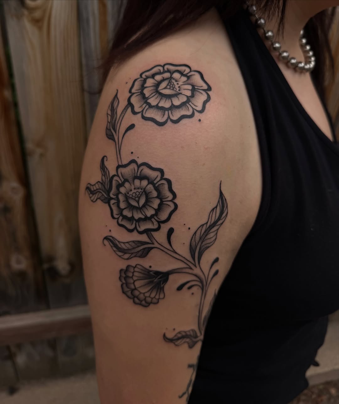 Tattoo by @elliemac.tattoos — black_and_grey, fine_line