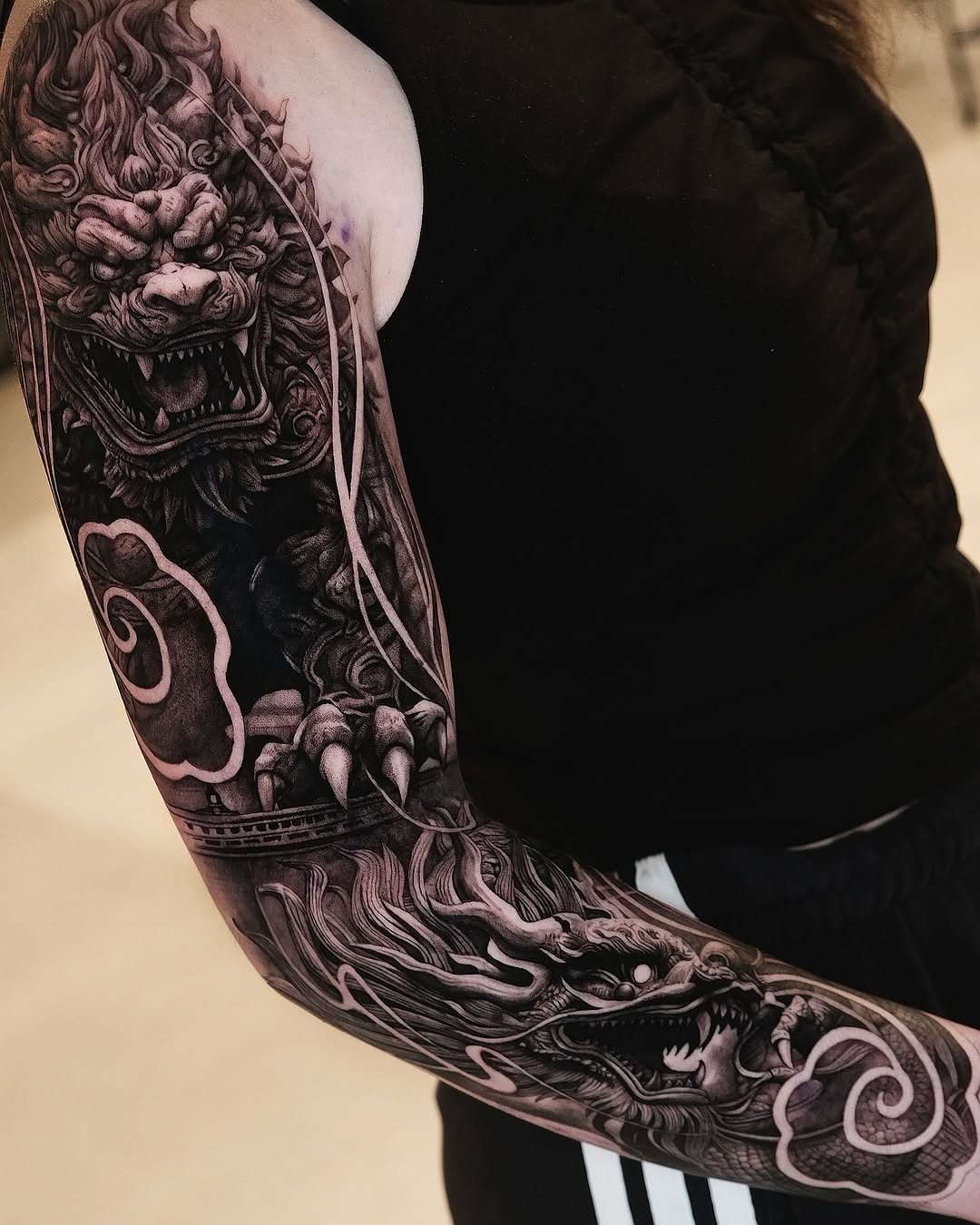 Tattoo by @by.daho โ japanese_irezumi, black_and_grey