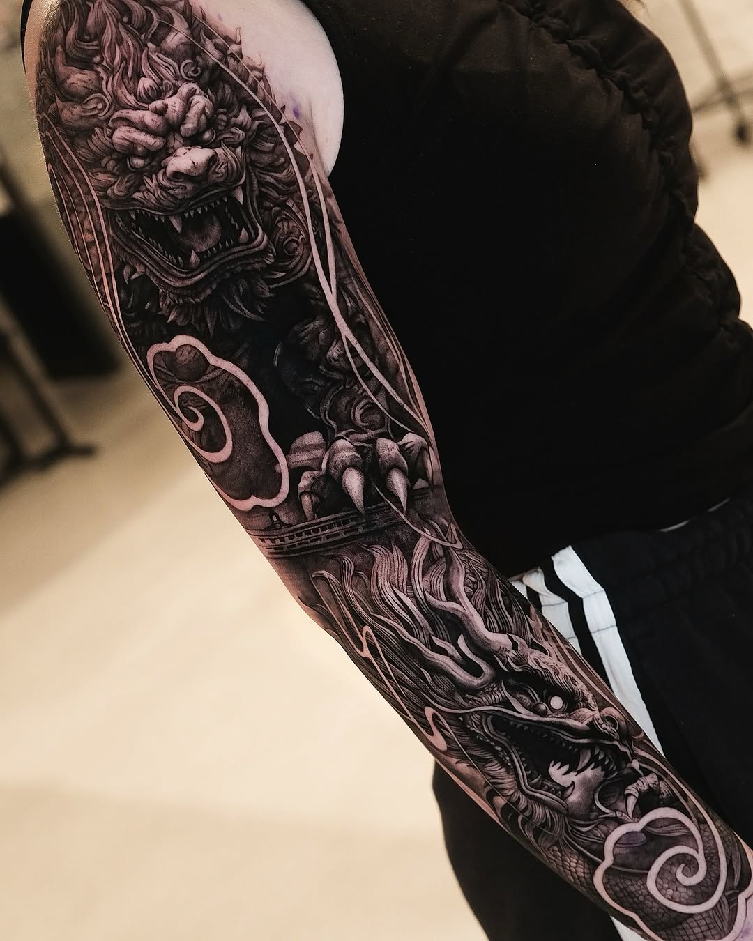 Tattoo by @by.daho โ blackwork, black_and_grey