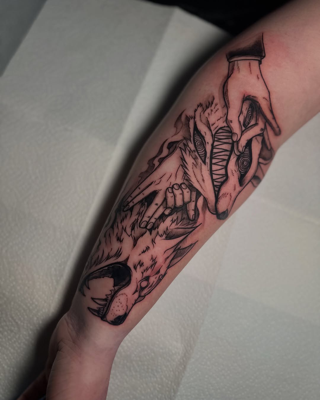 Tattoo by @lesha.misho — black_and_grey, illustrative