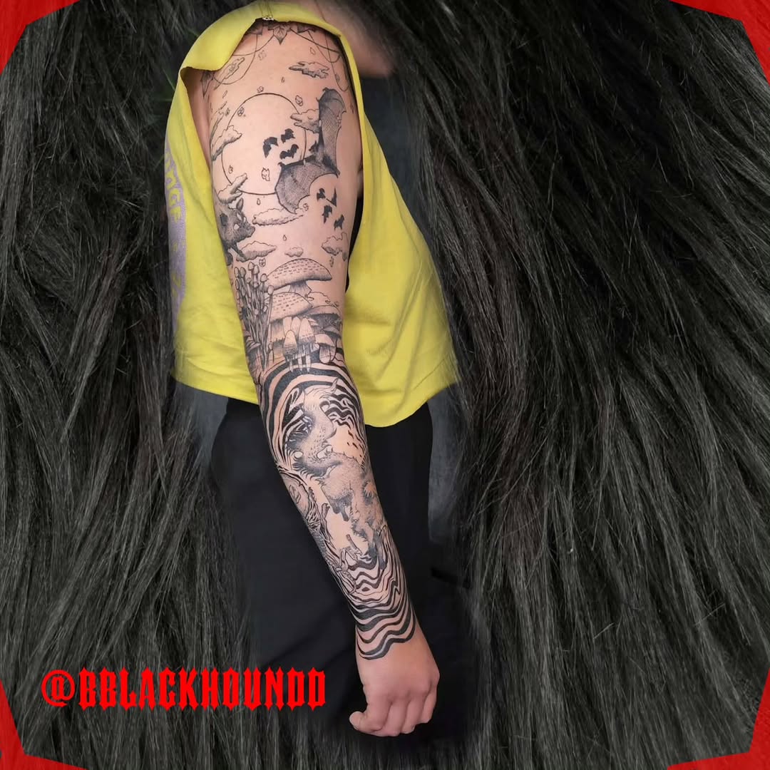 Tattoo by @bblackhoundd โ illustrative, blackwork