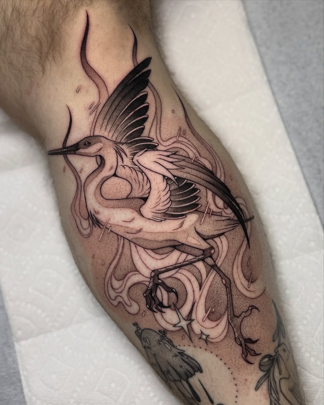 Tattoo by @deerbatstats — black_and_grey, dotwork