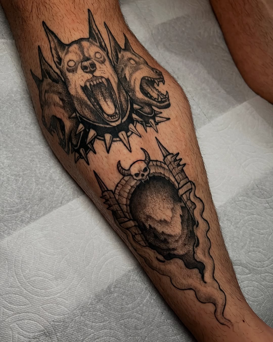 Tattoo by @lordovflies — black_and_grey, dark_realism
