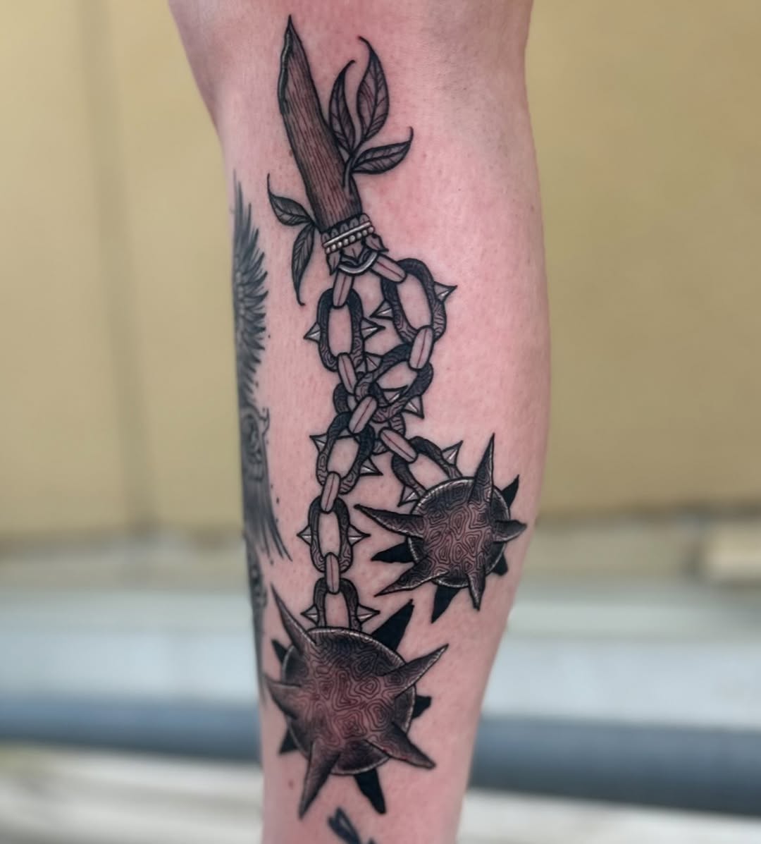 Tattoo by @bluecattats — illustrative, black_and_grey