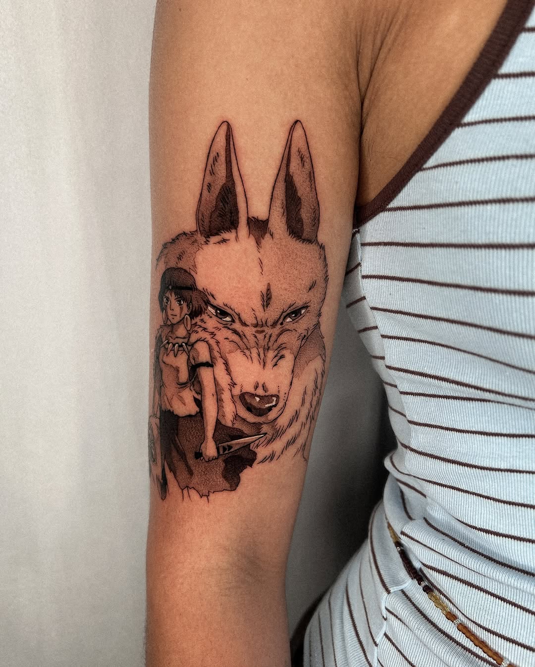 Tattoo by @kevin.tatt — anime, black_and_grey