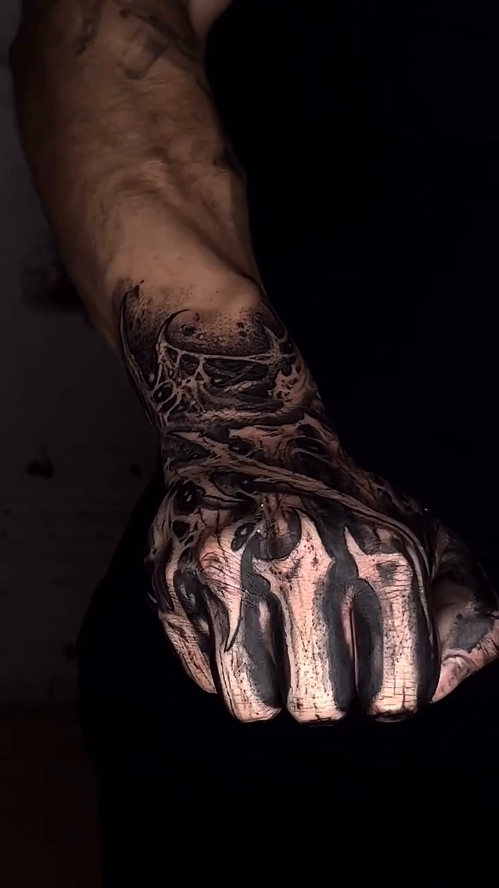 Tattoo by @grimlurk.ink — black_and_grey, dark_realism
