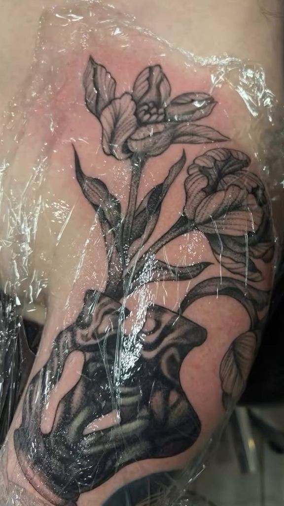 Tattoo by @pacxrat — black_and_grey, realism