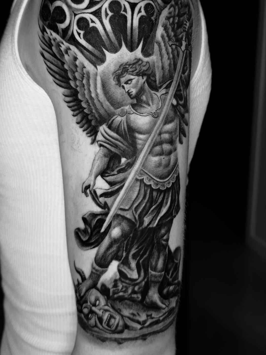 Tattoo by @bandoztattoos β realism, black_and_grey