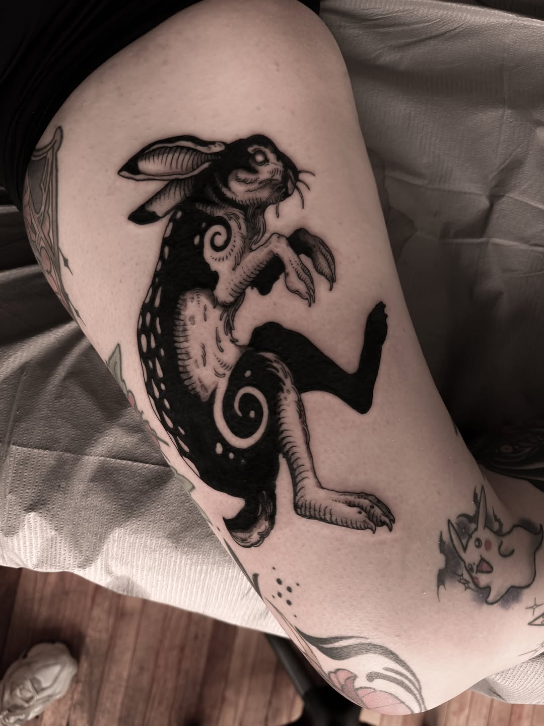 Tattoo by @korztattoo — black_and_grey, dark_realism