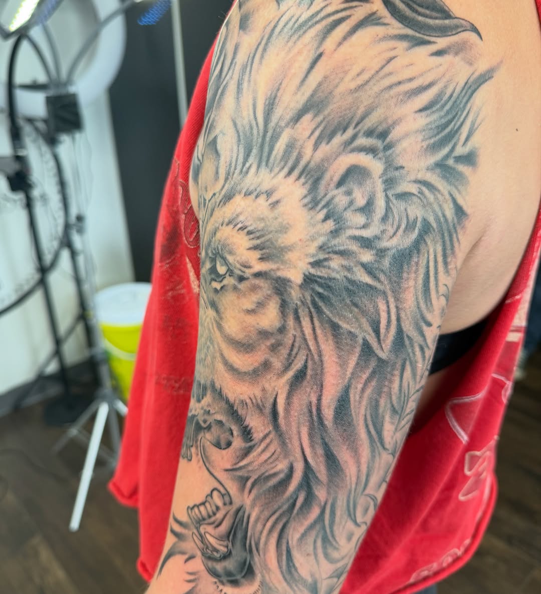 Tattoo by @streetmeat.tat — realism, black_and_grey