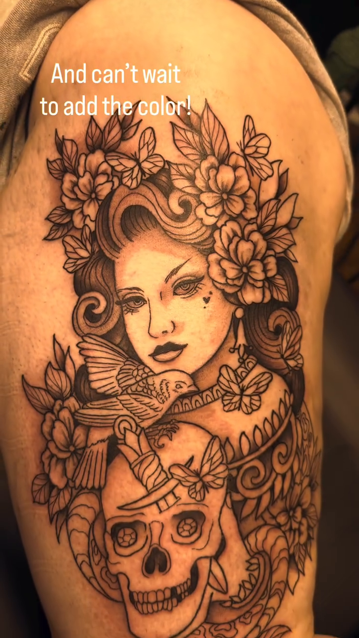 Tattoo by @lindseybendsey โ neo_traditional, black_and_grey