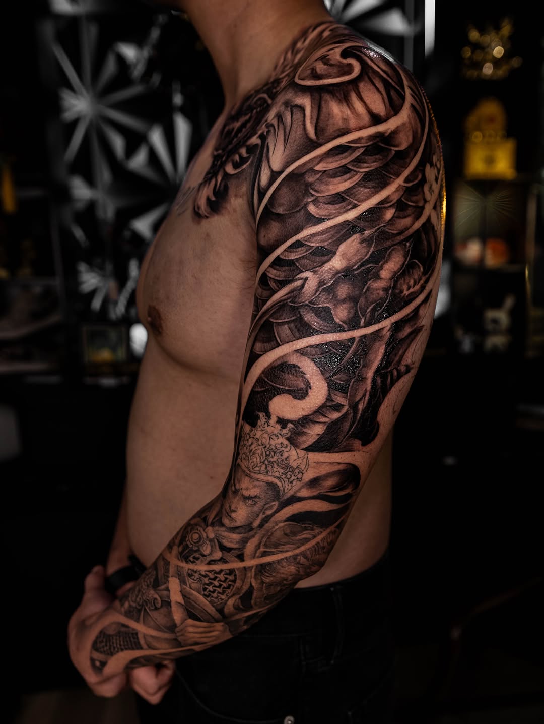 Tattoo by @1kc_laurenbeee β japanese_irezumi, black_and_grey