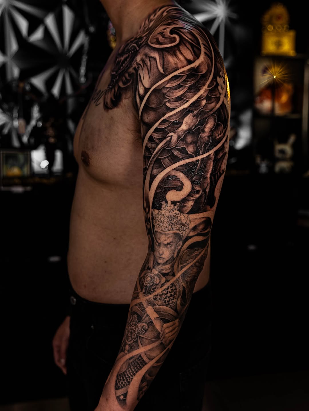Tattoo by @1kc_laurenbeee β japanese_irezumi, black_and_grey