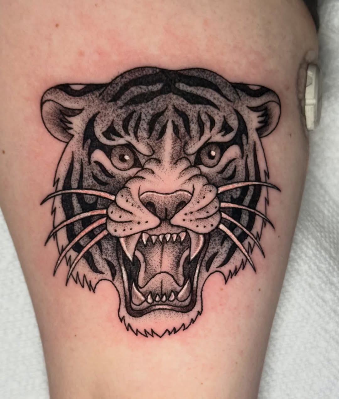 Tattoo by @catastrophepoke — american_traditional, black_and_grey