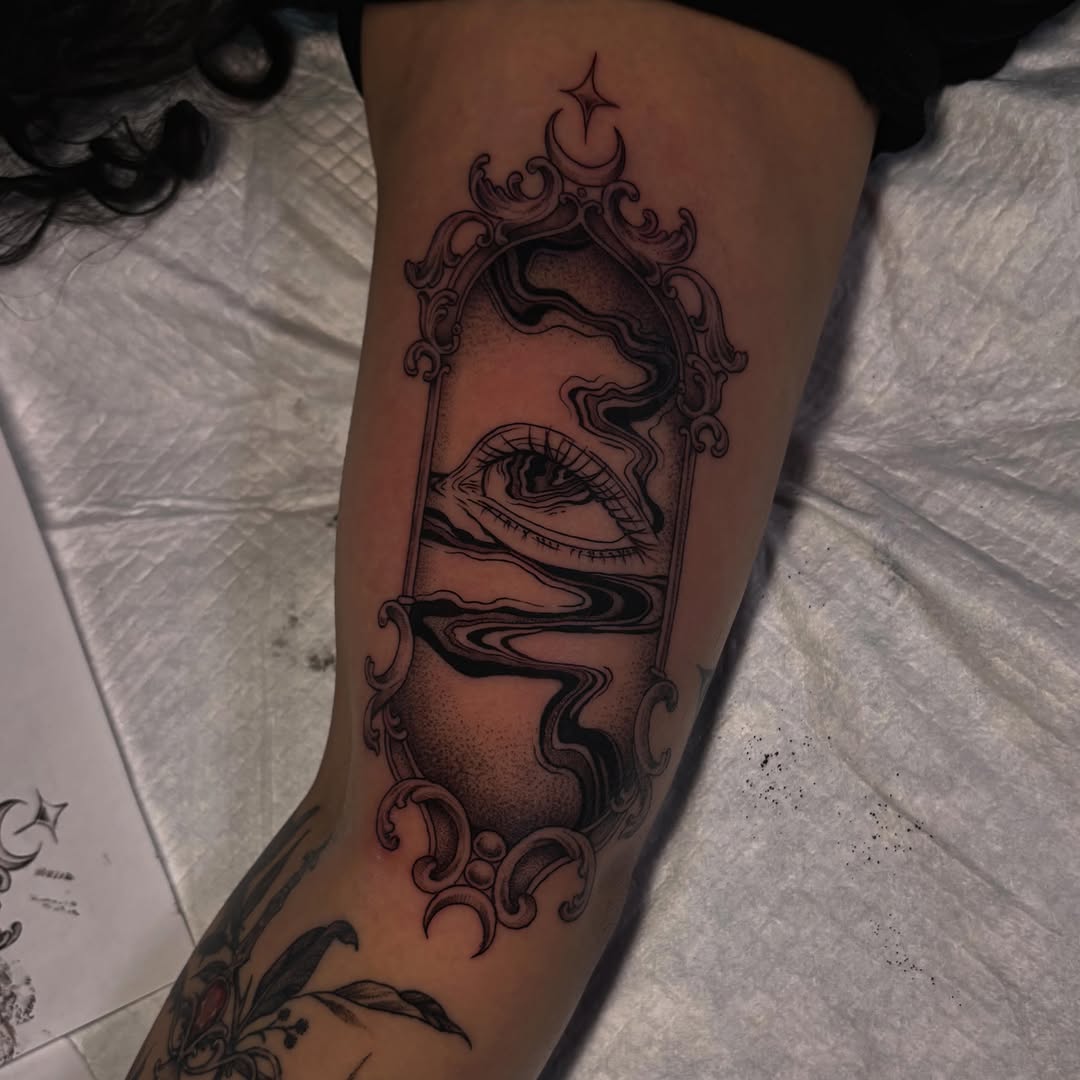 Tattoo by @syddix_art — illustrative, black_and_grey