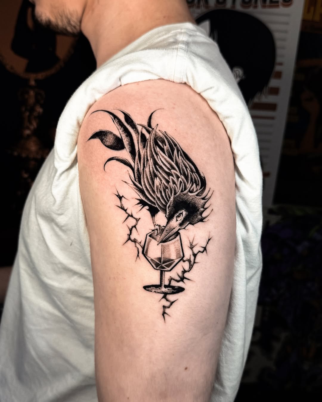 Tattoo by @wedbecutetattooed — blackwork, illustrative