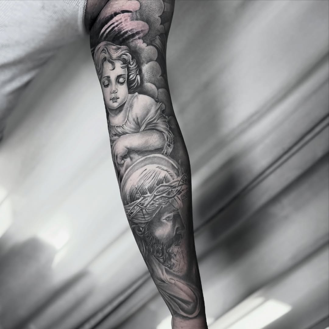 Tattoo by @yowmadfboy — realism, black_and_grey