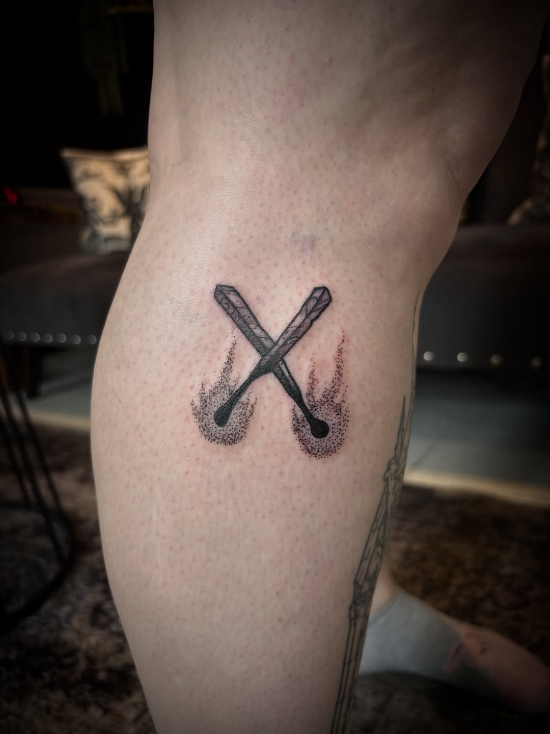 Tattoo by @chrisdafacetattoo — black_and_grey, dotwork