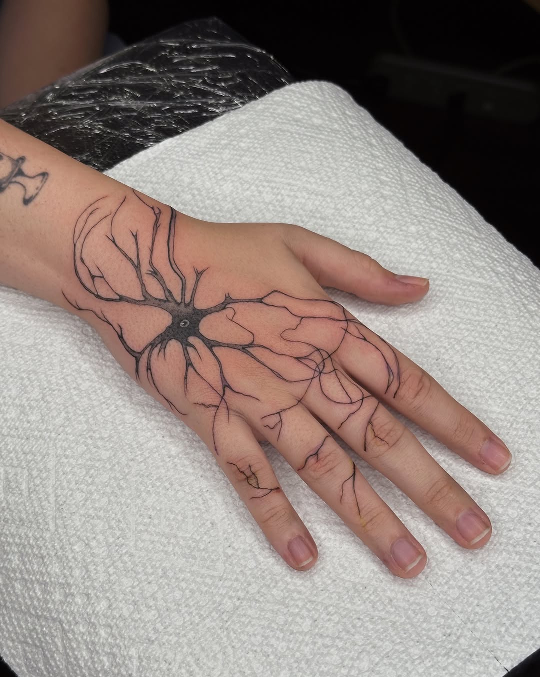 Tattoo by @lilskelevine.tt — fine_line, black_and_grey