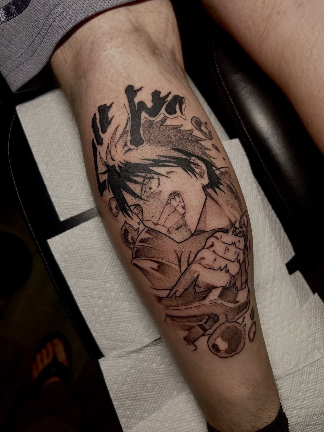 Tattoo by @noahsyer.tats — illustrative, anime