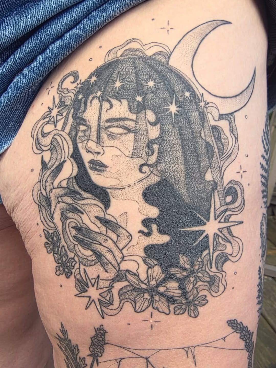 Tattoo by @witching.hourrr โ dotwork, black_and_grey