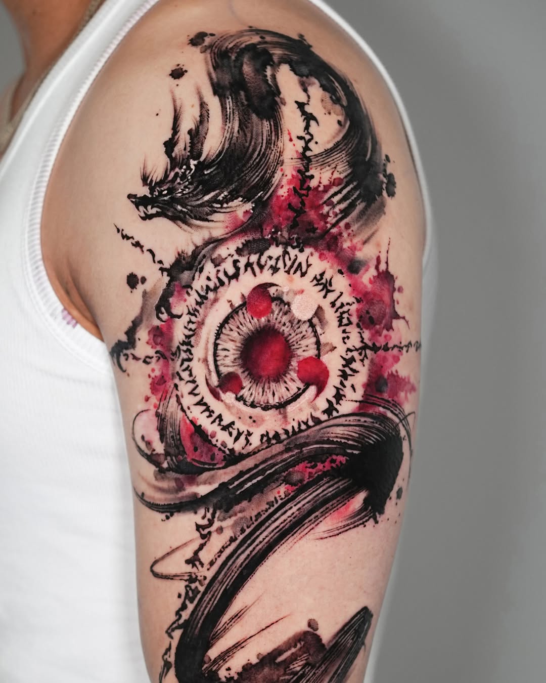 Tattoo by @jiya.brush — blackwork, trash_polka
