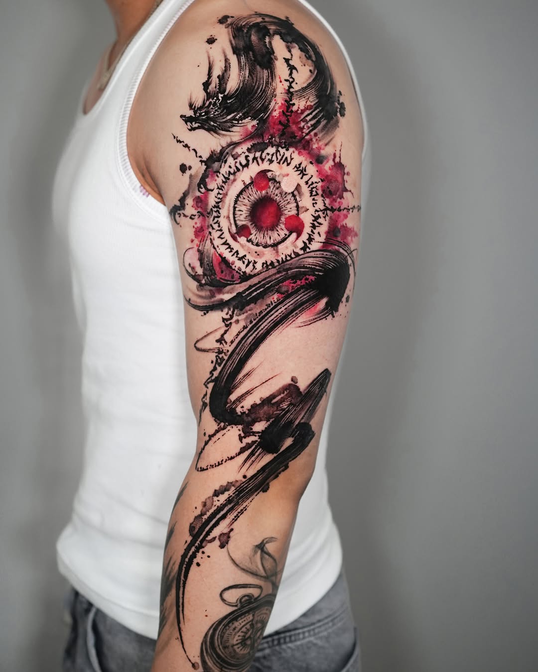Tattoo by @jiya.brush — blackwork, trash_polka