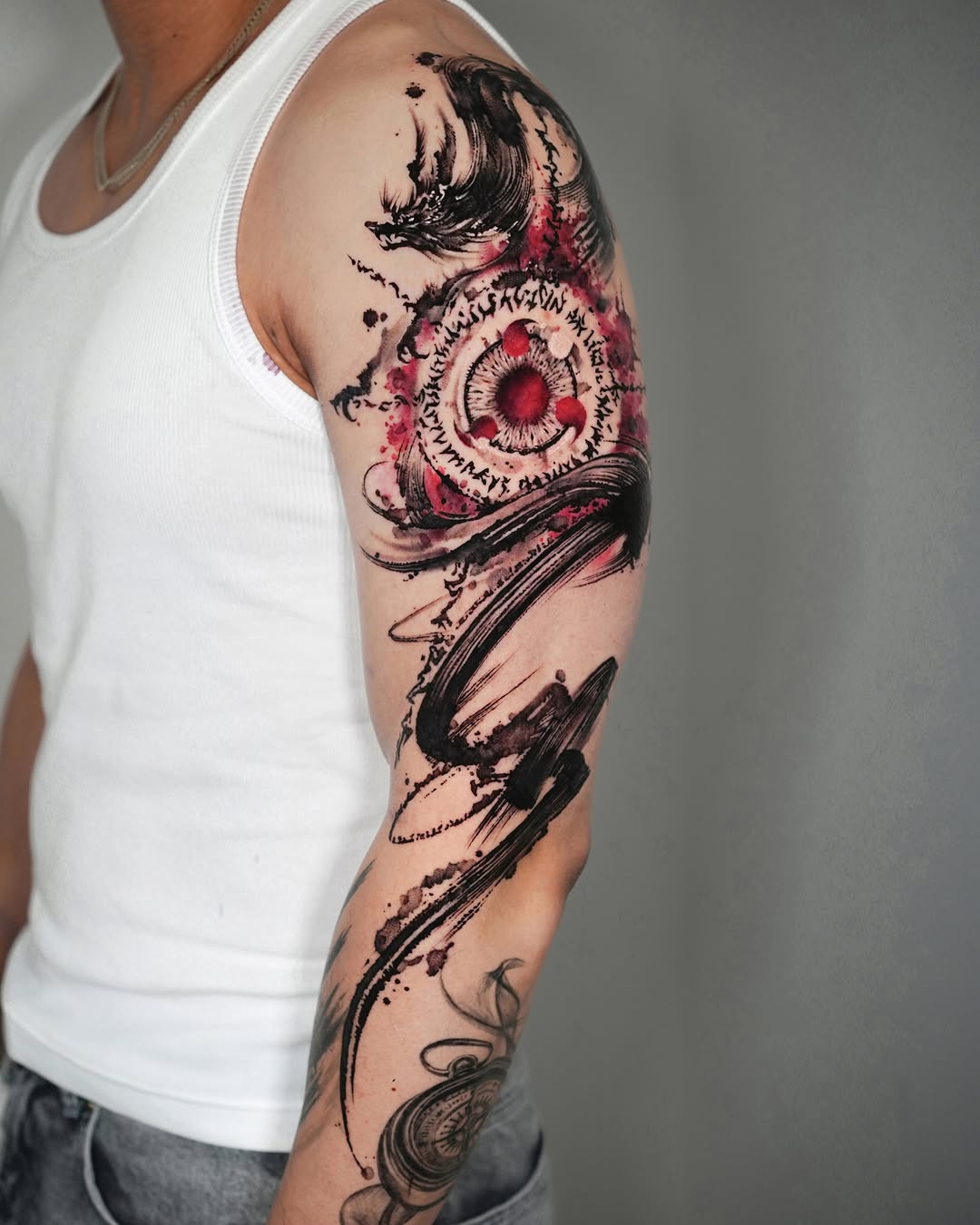Tattoo by @jiya.brush — trash_polka, blackwork