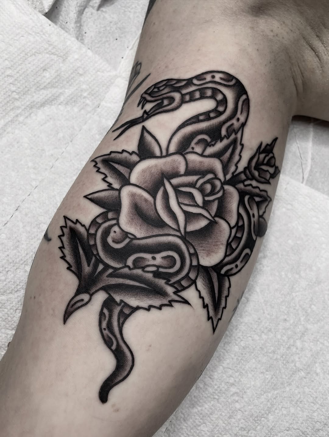 Tattoo by @katbarrieau — american_traditional, black_and_grey