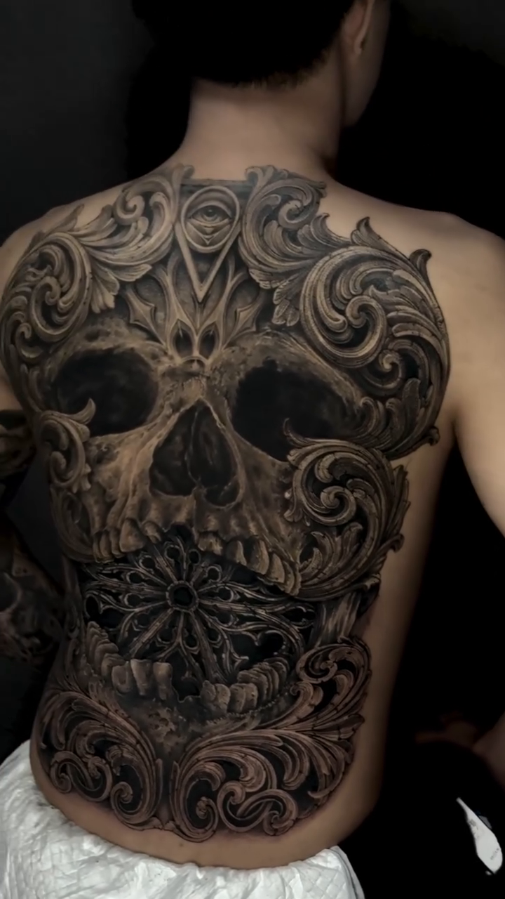 Tattoo by @3k_tat_too — dark_realism, ornamental