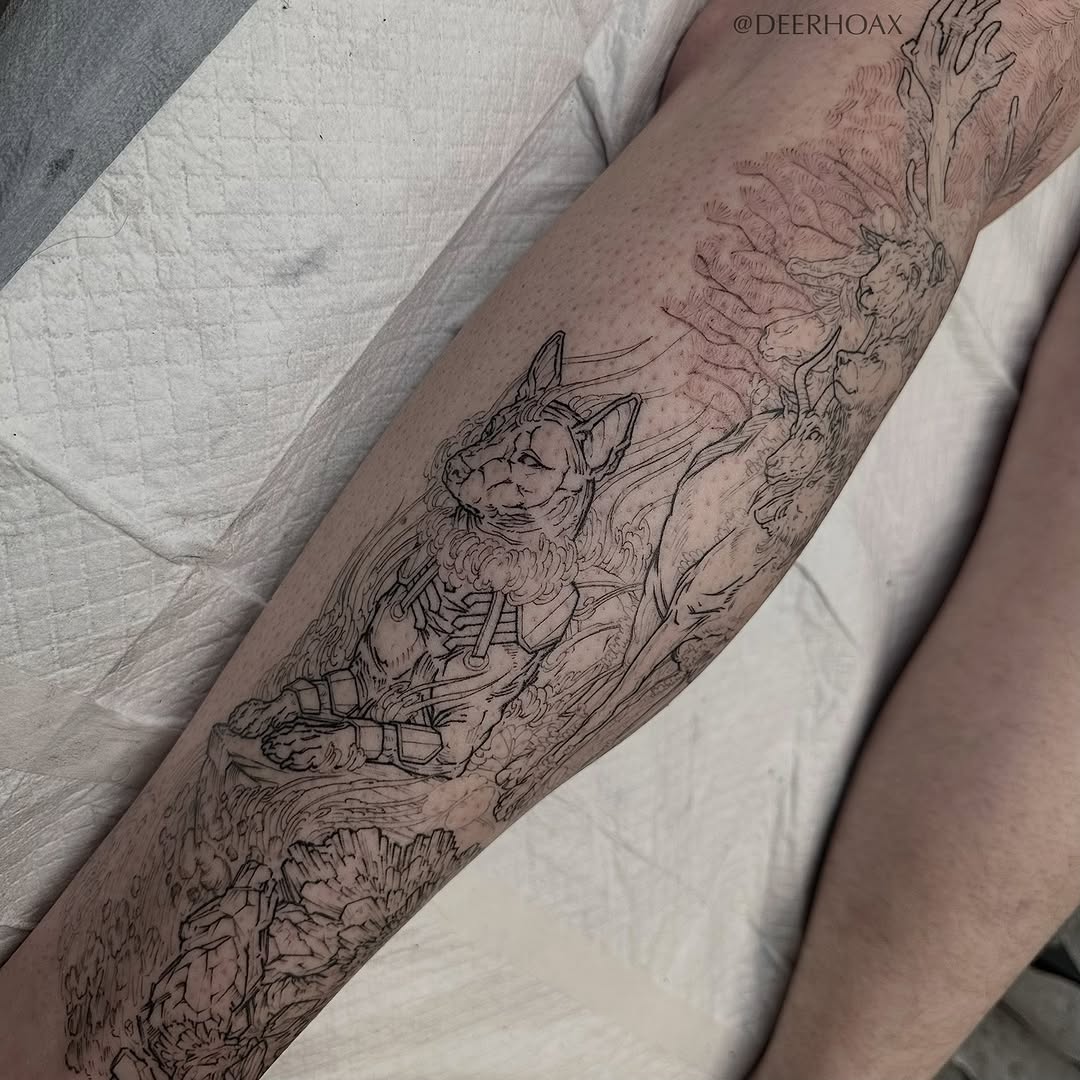 Tattoo by @deerhoax — illustrative, surrealism
